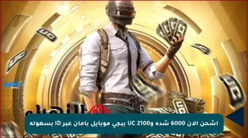 اشحن الآن 6000 شدة و2100 UC ببجي موبايل بأمان عبر ID بسهولة